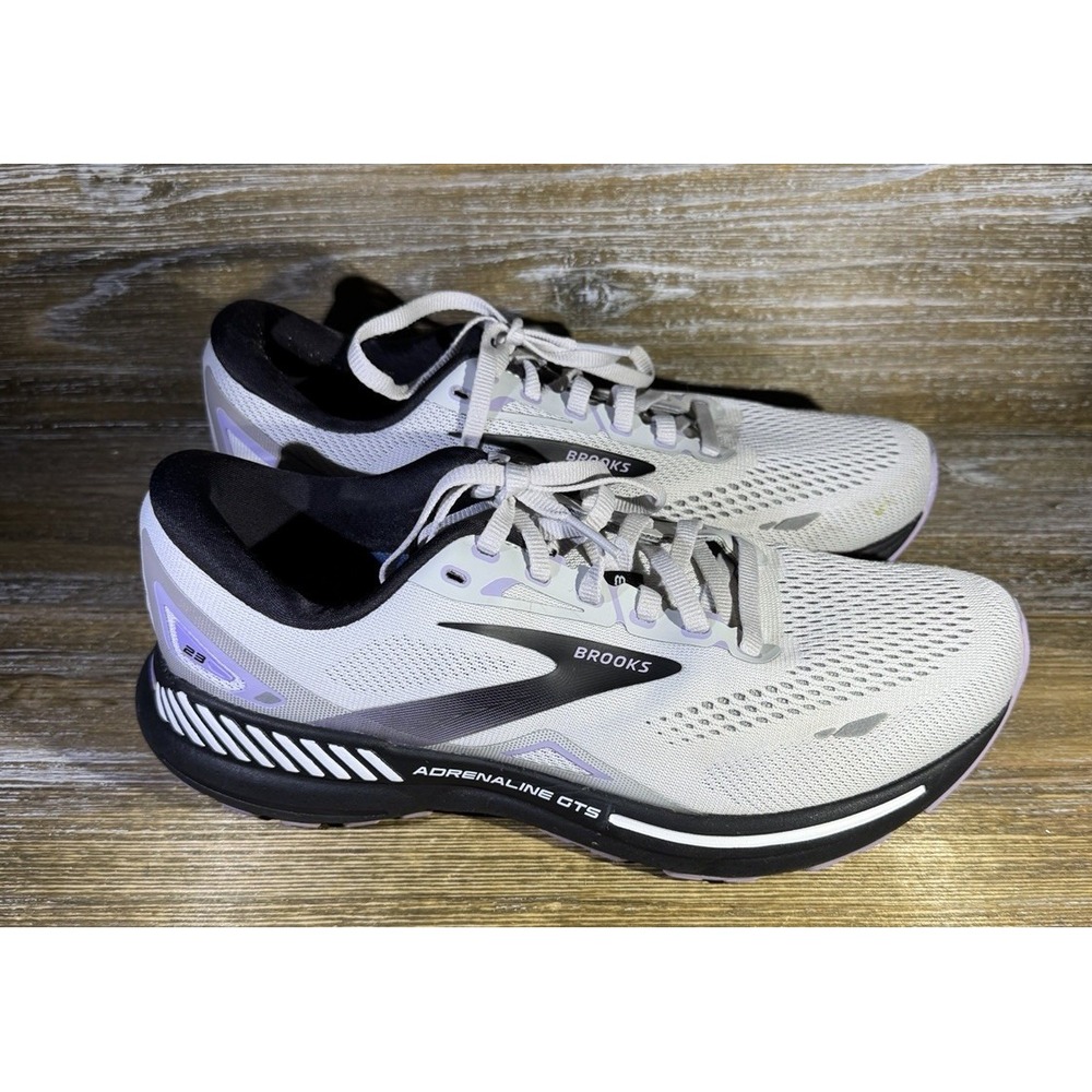 Brooks Adrenaline GTS 23 Gray Black Running Walking Shoes Sneaker Women's 9.5 B